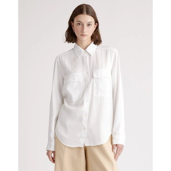 Quince Tops Quince Vintage Wash Tencel Utility Shirt White M Nwt